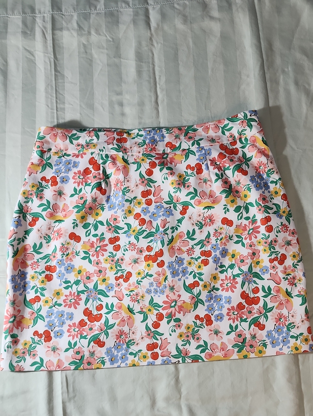 croft & barrow Pink Floral Mini Skirt with Red, Blue, Yellow Accents